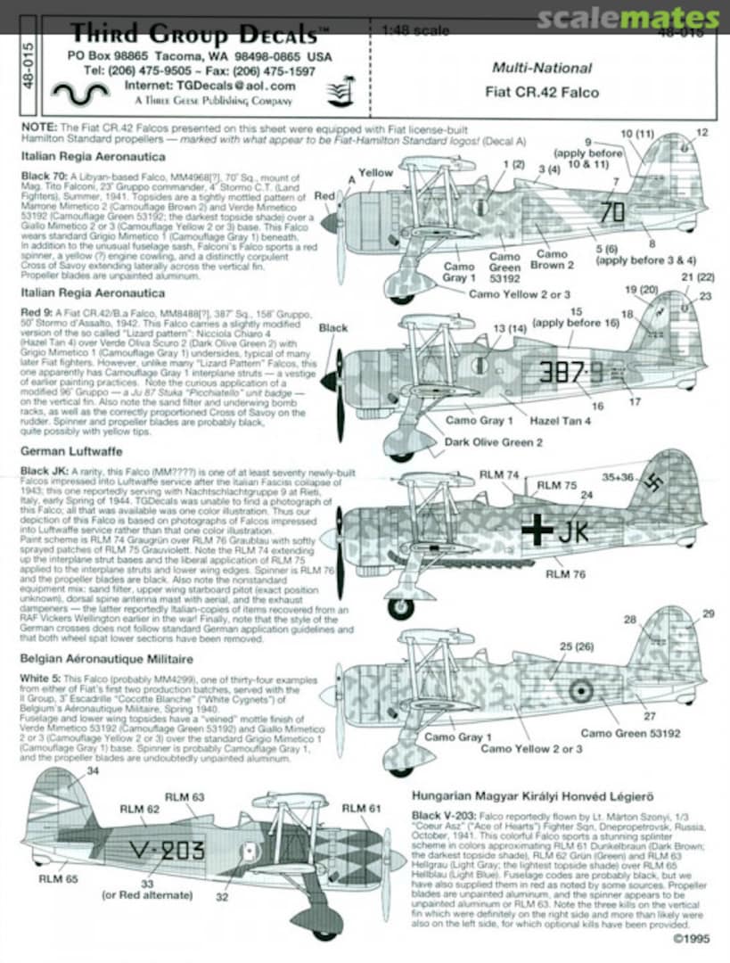 Contents Fiat CR.42 Falco 48-015 Third Group Decals Contents Fiat CR.42 Falco 48-015 Third Group Decals