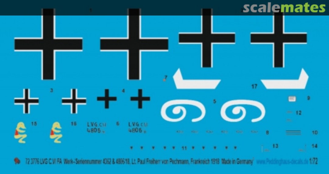 Boxart LVG C.VI FA Werk-/Seriennummer 4362 & 4806/18 72 3776 Peddinghaus-Decals Boxart LVG C.VI FA Werk-/Seriennummer 4362 & 4806/18 72 3776 Peddinghaus-Decals
