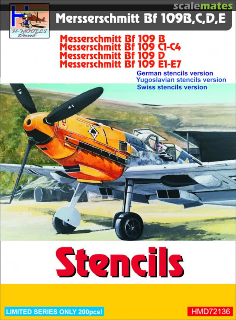 Boxart Messerschmitt Bf-109B,C,D,E Stencils HMD72136 H-Models Decals Boxart Messerschmitt Bf-109B,C,D,E Stencils HMD72136 H-Models Decals
