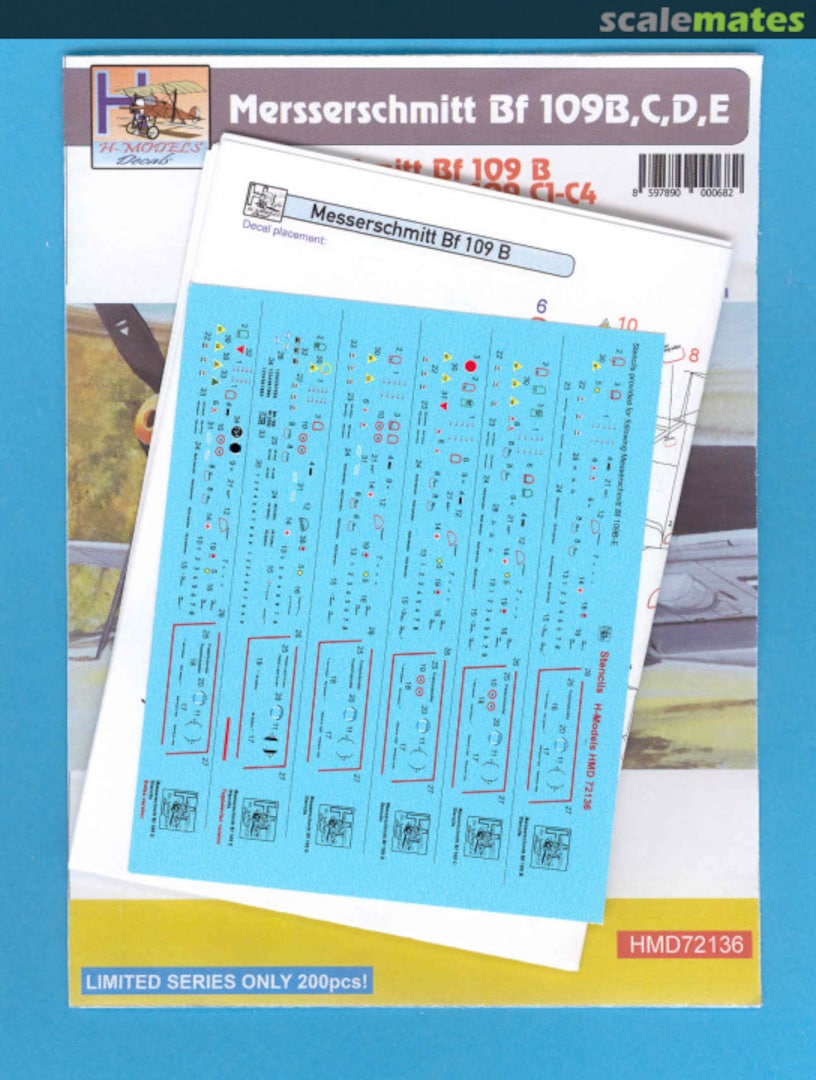 Contents Messerschmitt Bf-109B,C,D,E Stencils HMD72136 H-Models Decals Contents Messerschmitt Bf-109B,C,D,E Stencils HMD72136 H-Models Decals