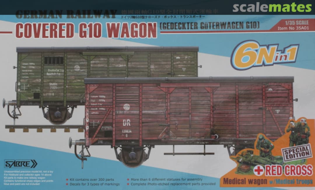 Boxart Railway Covered G10 Wagon - Red Cross 35A01-RCSP Sabre Model Boxart Railway Covered G10 Wagon - Red Cross 35A01-RCSP Sabre Model