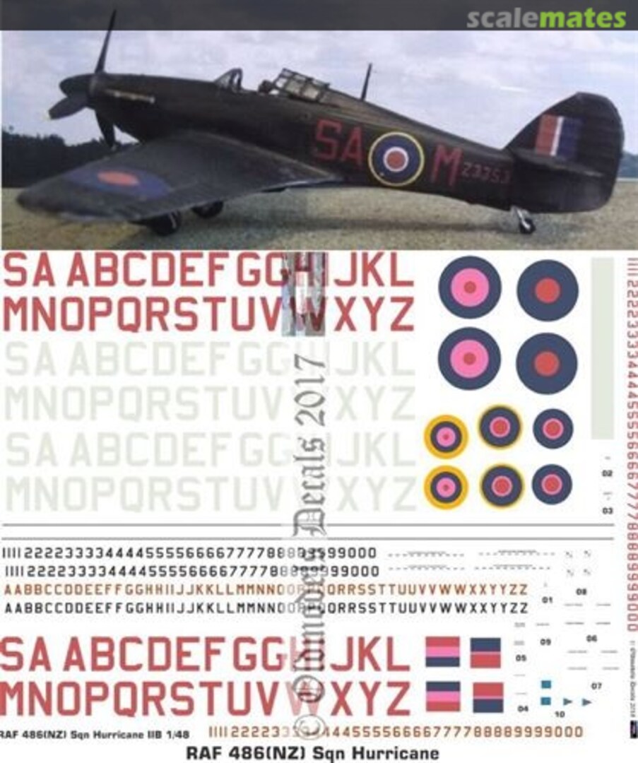 Boxart RAF 486(NZ) Sqn Hurricanes OMD0713 Oldmodels Decals