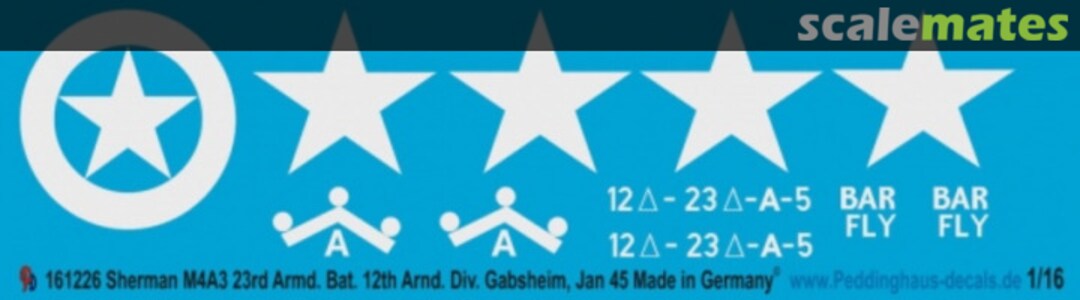 Boxart Sherman M4 A3 23 rd Armd. Bat. 12 th Armd Div Gabsheim Deutschland 45 EP 1226 Peddinghaus-Decals Boxart Sherman M4 A3 23 rd Armd. Bat. 12 th Armd Div Gabsheim Deutschland 45 EP 1226 Peddinghaus-Decals