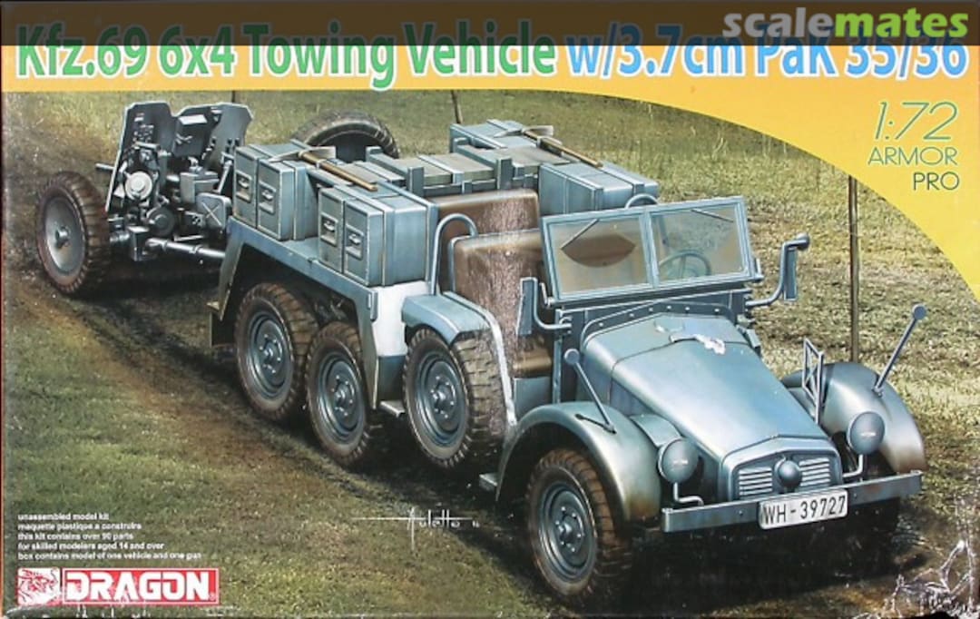 Boxart Kfz. 69 Protzkraftwagen Krupp L2H143 & 3,7cm Pak 35/36 7419 Dragon