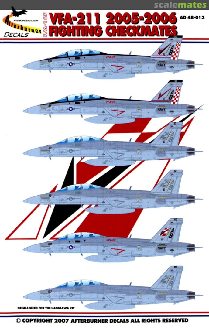 Boxart VFA-211 2005-2006 Fighting Checkmates 48-013 Afterburner Decals Boxart VFA-211 2005-2006 Fighting Checkmates 48-013 Afterburner Decals