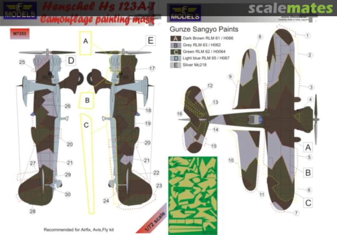 Boxart Henschel Hs 123A-1 Camouflage Painting Mask M7253 LF Models Boxart Henschel Hs 123A-1 Camouflage Painting Mask M7253 LF Models