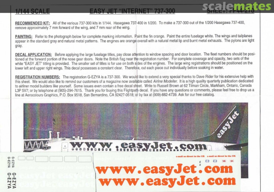 Boxart Easyjet "Internet" 737-300 FP44-270 Flightpath Decals Boxart Easyjet "Internet" 737-300 FP44-270 Flightpath Decals