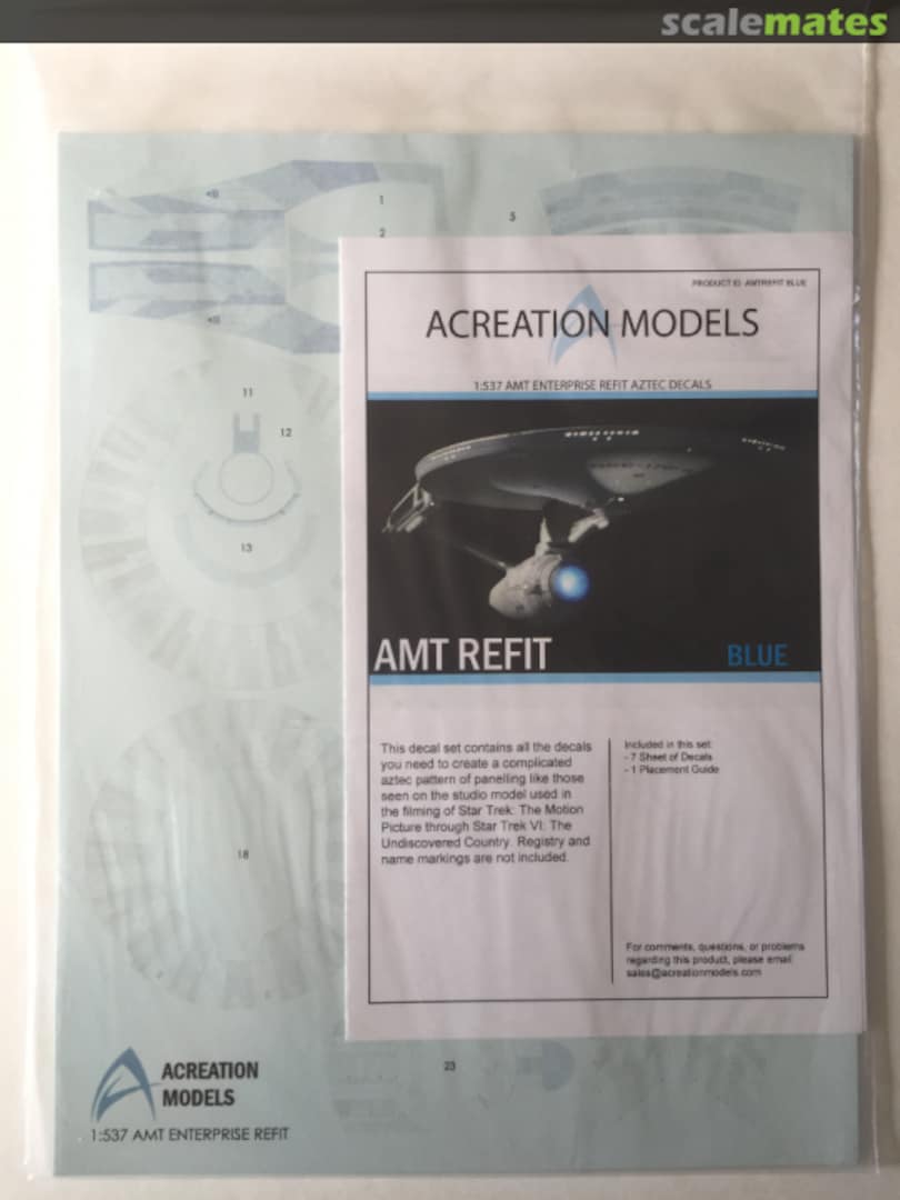 Boxart Enterprise Refit Aztec Decals AMTREFIT BLUE Acreation Models Boxart Enterprise Refit Aztec Decals AMTREFIT BLUE Acreation Models