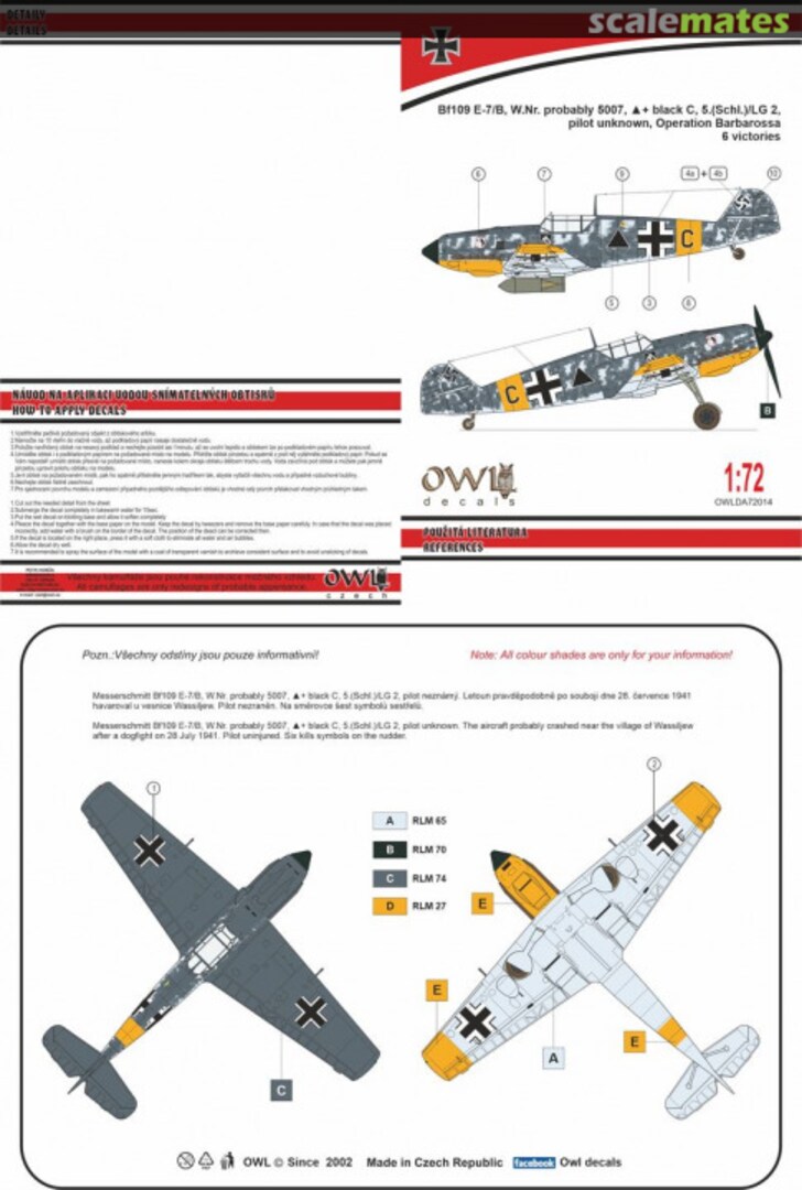 Boxart Bf 109 E-7/B OWLDA72014 OWL Boxart Bf 109 E-7/B OWLDA72014 OWL