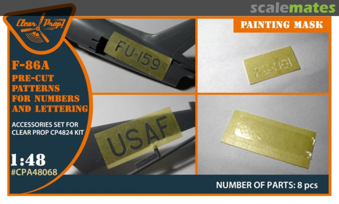 Boxart F-86A pre-cut patterns for numbers and lettering CPA48068 Clear Prop! Boxart F-86A pre-cut patterns for numbers and lettering CPA48068 Clear Prop!