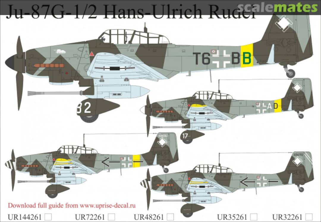 Boxart Ju-87G-1/2 Hans Ulrich Rudel with stencils, for Border kit, FFA (removable film) UR35261 UpRise Decal Boxart Ju-87G-1/2 Hans Ulrich Rudel with stencils, for Border kit, FFA (removable film) UR35261 UpRise Decal