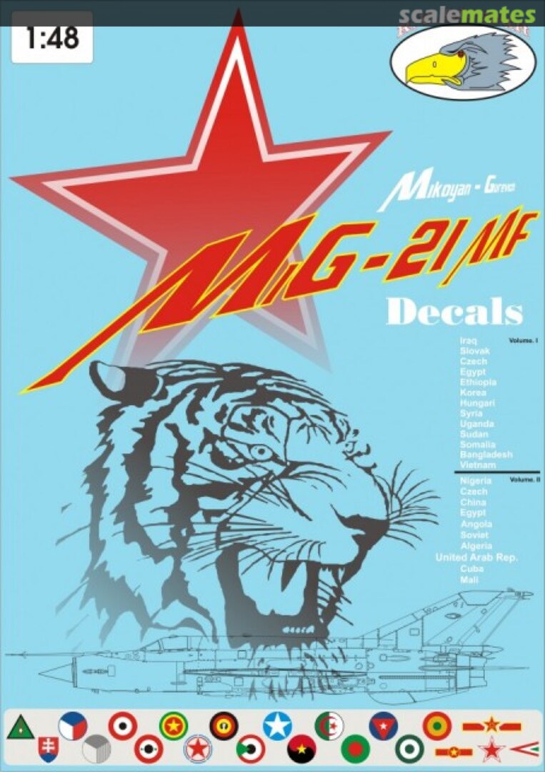 Boxart MiG-21MF Decals RVD 48016 R.V.Aircraft Boxart MiG-21MF Decals RVD 48016 R.V.Aircraft