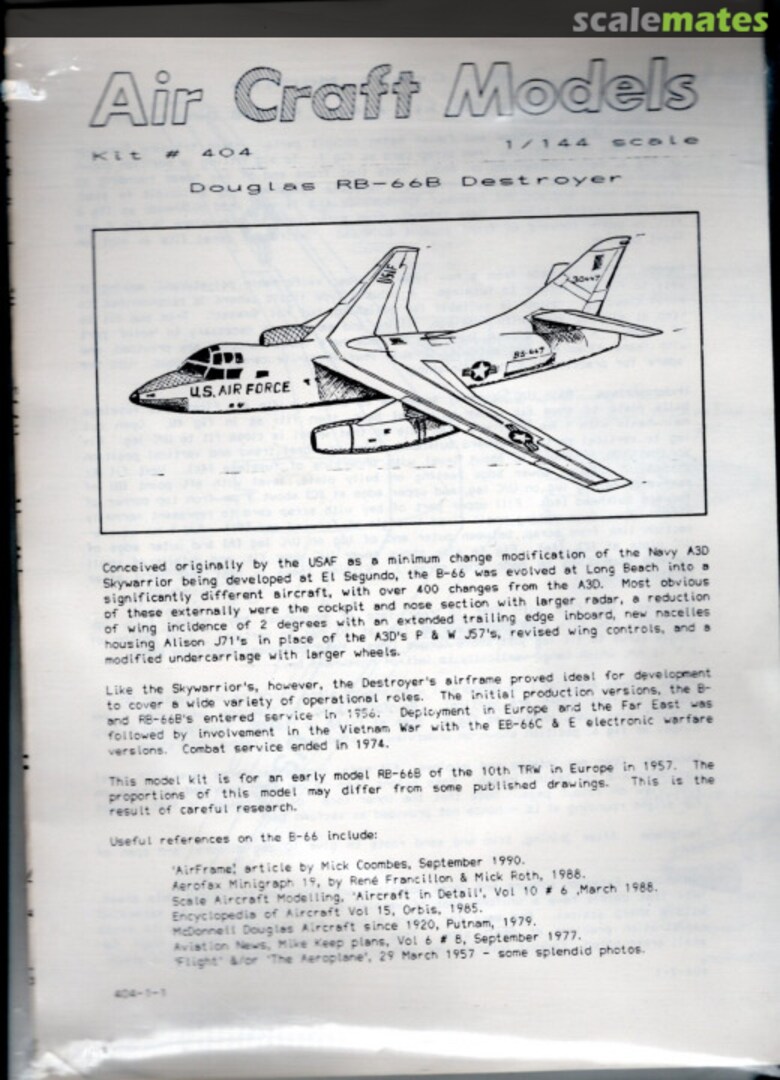 Boxart Douglas RB-66 Destroyer 404 Air Craft Models Boxart Douglas RB-66 Destroyer 404 Air Craft Models