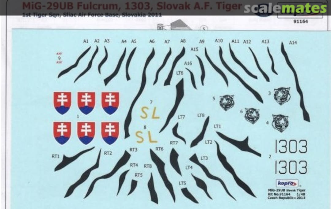 Boxart MiG-29UB Fulcrum 1303, Slovak A.F. Tiger 91164 Kopro Boxart MiG-29UB Fulcrum 1303, Slovak A.F. Tiger 91164 Kopro