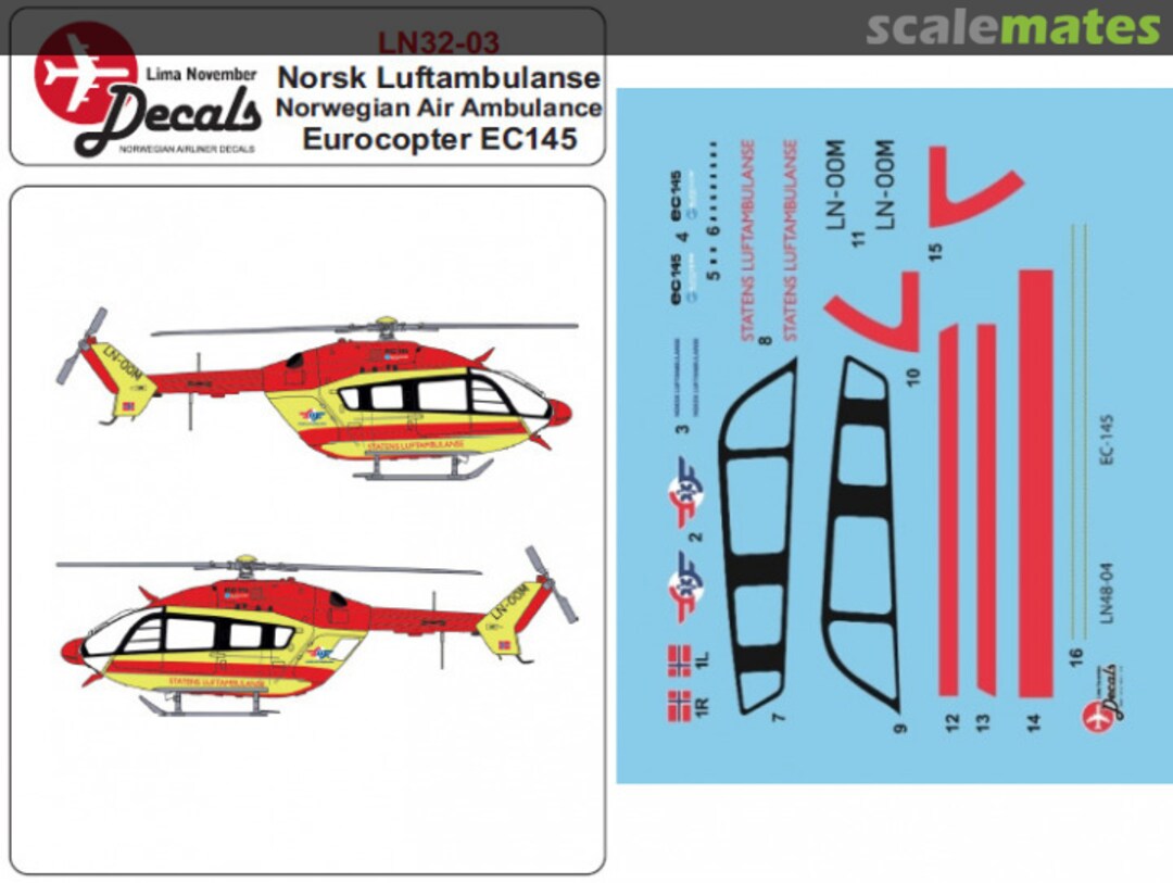 Boxart Luftambulansen Eurocopter EC145 LN32-003 Lima November Decals Boxart Luftambulansen Eurocopter EC145 LN32-003 Lima November Decals