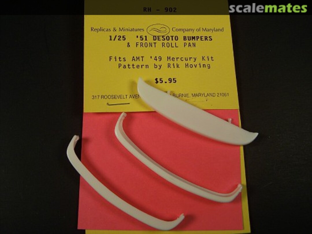 Boxart '51 Desoto Bumpers & front roll pan RH-902 Replicas & Miniatures Company of Maryland