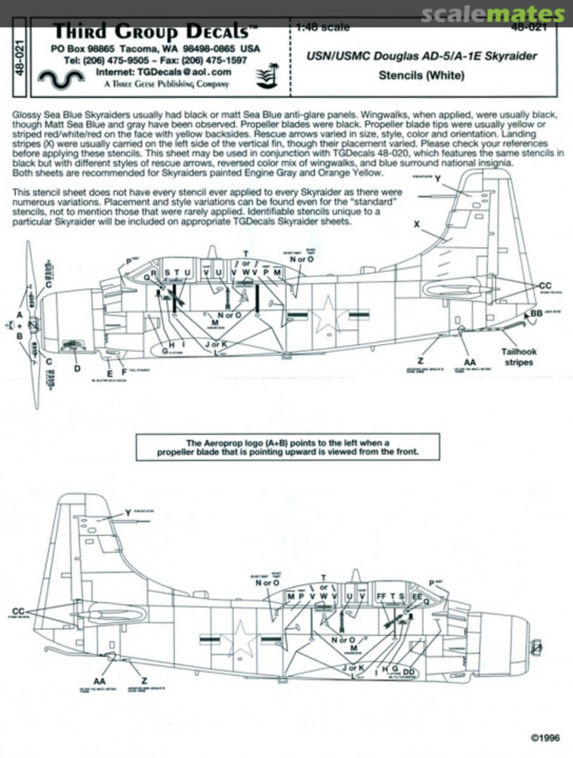 Boxart Douglas AD-5/A-1E Skyraider 48-021 Third Group Decals Boxart Douglas AD-5/A-1E Skyraider 48-021 Third Group Decals