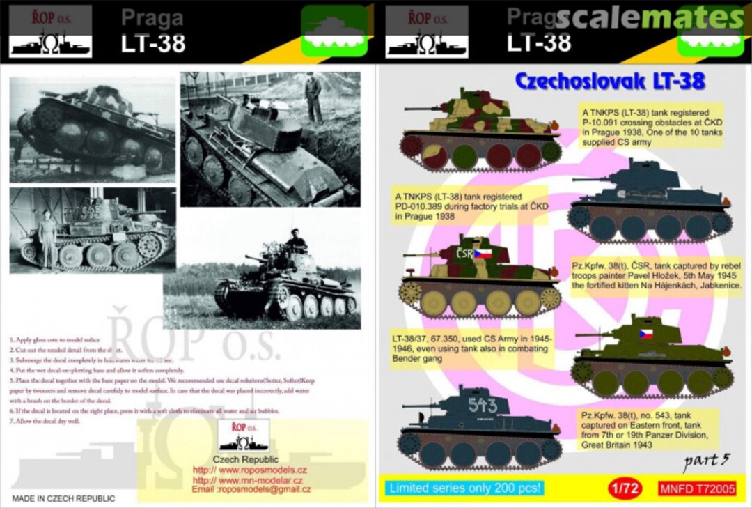 Boxart PRAGA LT-38 - CZECHOSLOVAK LT-38 MNFDT72005 ROP o.s. Boxart PRAGA LT-38 - CZECHOSLOVAK LT-38 MNFDT72005 ROP o.s.