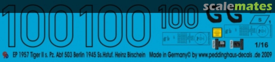 Boxart Tiger II der s.Pz. Abt 503 SS Hstuf. Heinz Birschein Berlin 1945 EP 1957 Peddinghaus-Decals Boxart Tiger II der s.Pz. Abt 503 SS Hstuf. Heinz Birschein Berlin 1945 EP 1957 Peddinghaus-Decals