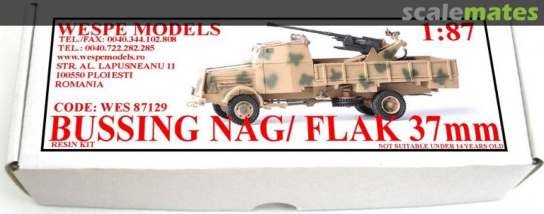 Boxart Bussing NAG / Flak 37mm WES 87129 Wespe Models Boxart Bussing NAG / Flak 37mm WES 87129 Wespe Models