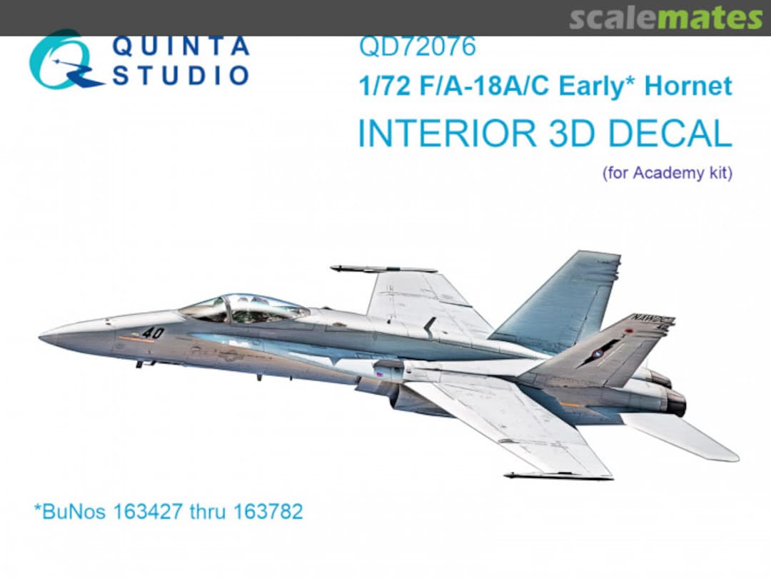 Boxart F/A-18A/C Early* Hornet interior 3D decals QD72076 Quinta Studio Boxart F/A-18A/C Early* Hornet interior 3D decals QD72076 Quinta Studio