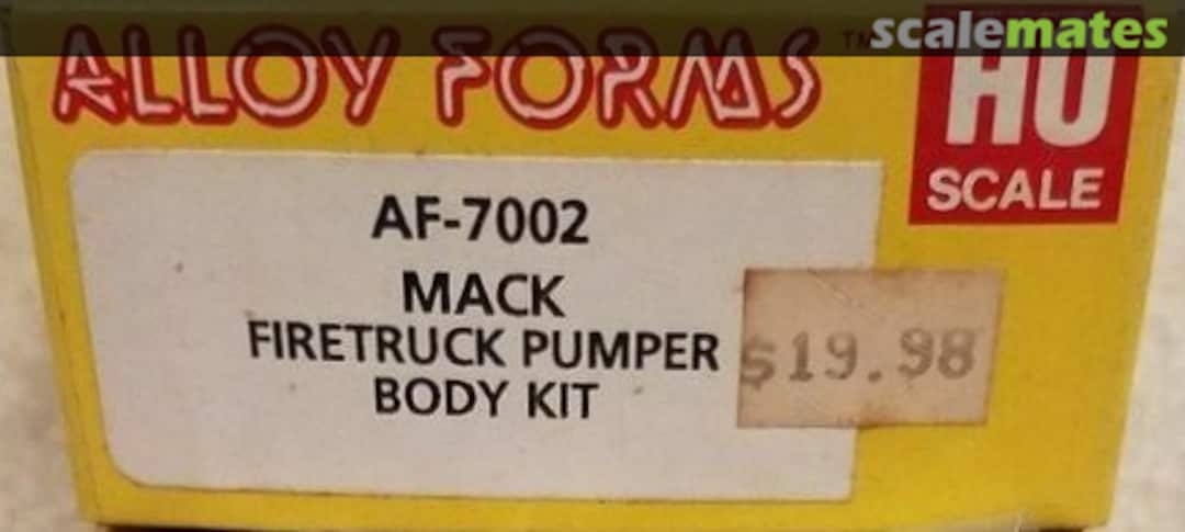 Boxart MACK FIRE TRUCK PUMPER BODY AF-7002 Alloy Forms Boxart MACK FIRE TRUCK PUMPER BODY AF-7002 Alloy Forms