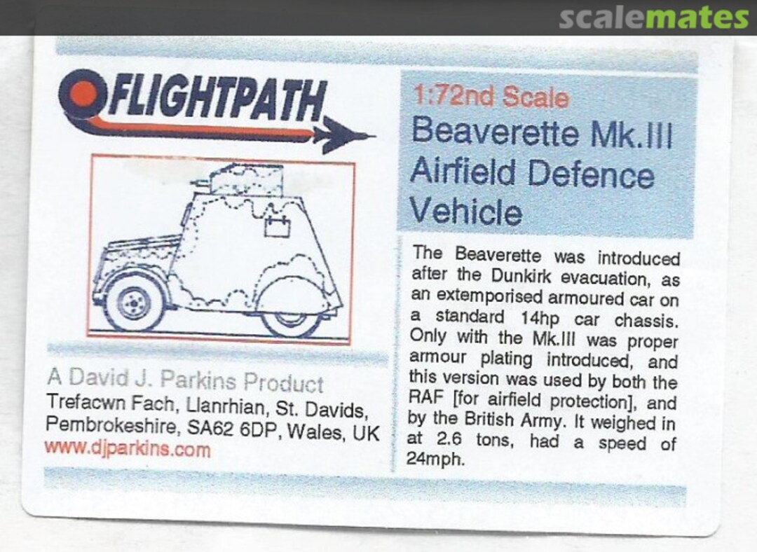 Boxart Beaverette Mk. III Airfield Defence Vehicle FL-MV-0011 Flightpath