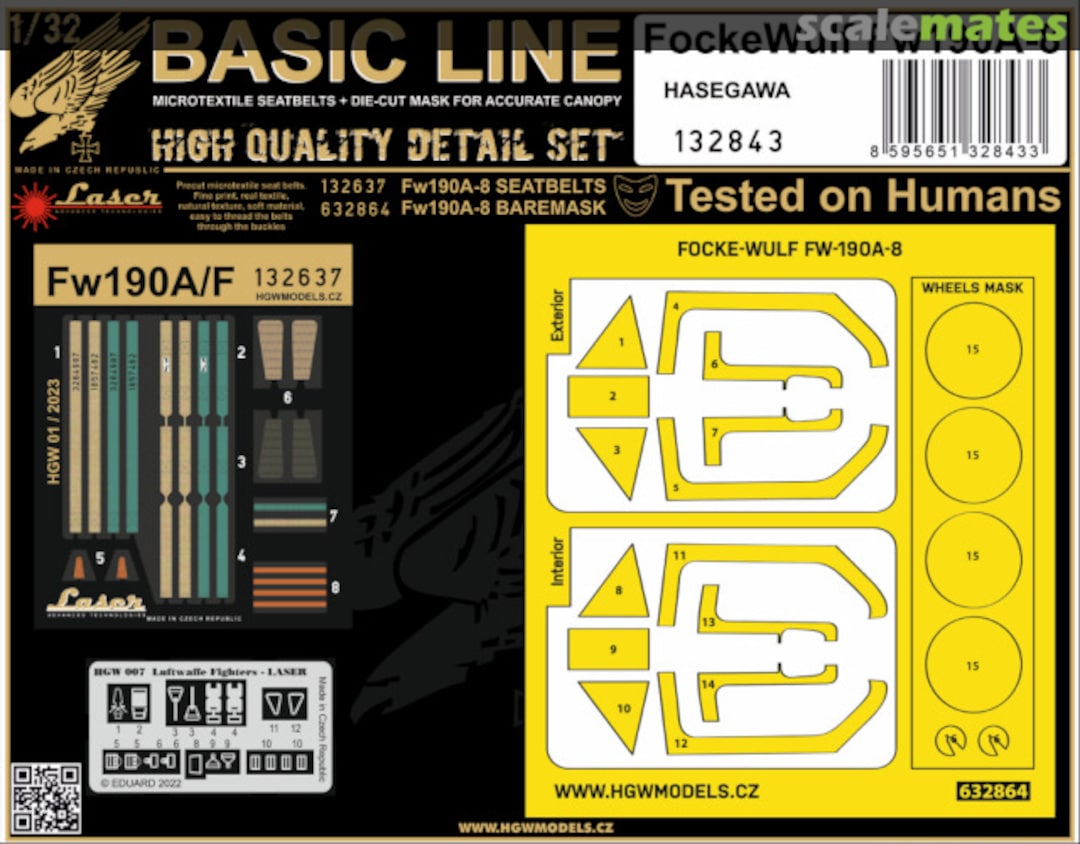 Boxart FockeWulf Fw190A-8 seatbelts and masks 132843 HGW Models