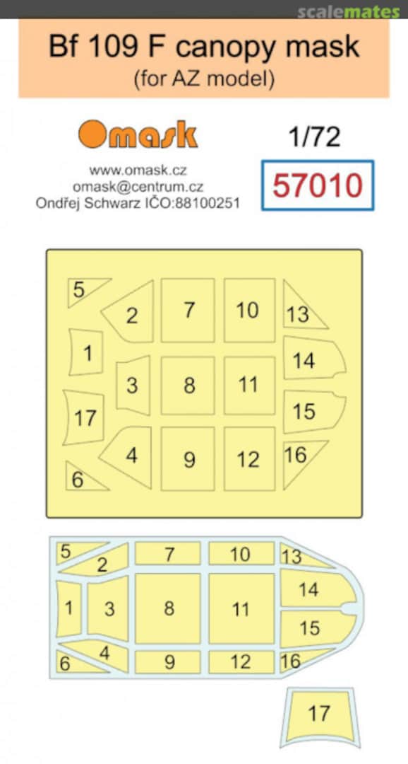 Boxart Bf 109 F canopy mask 57010 Omask Boxart Bf 109 F canopy mask 57010 Omask