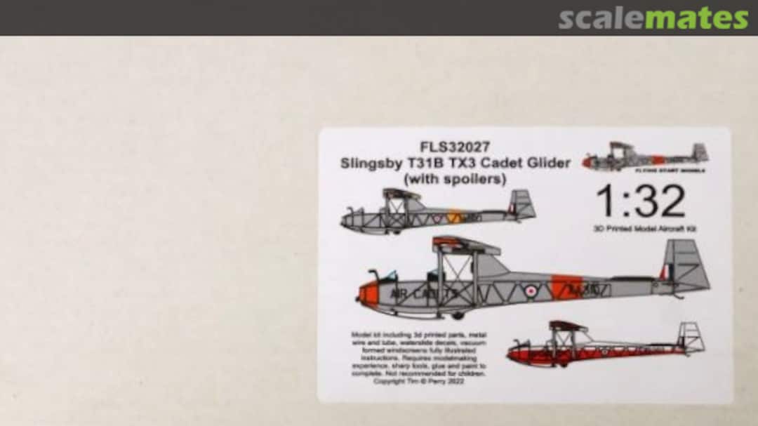 Boxart Slingsby T.31B TX3 Cadet Glider FLS32027 Flying Start Models Boxart Slingsby T.31B TX3 Cadet Glider FLS32027 Flying Start Models