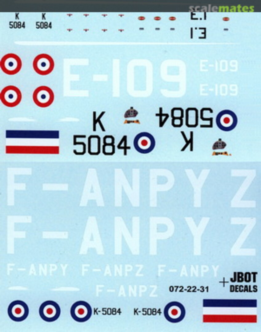 Boxart DH.88 Comet - Prototype, British, and French 072-22-31 JBOT Decals Boxart DH.88 Comet - Prototype, British, and French 072-22-31 JBOT Decals