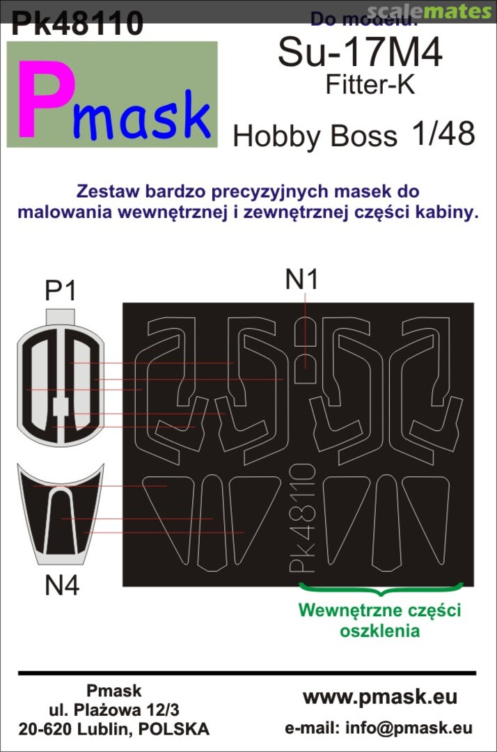 Boxart Maski do kabin Su-17M4 Fitter-K PK48110 Pmask
