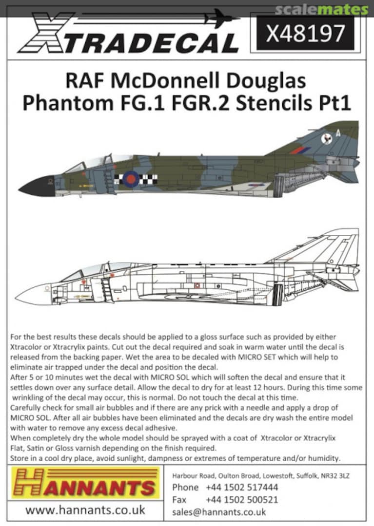Boxart RAF McDonnell Douglas Phantom FG.1 FGR.2 stencils Pt1 X48197 Xtradecal