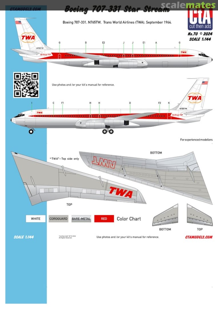 Boxart 1/144 Boeing 707-331 "TWA" 070 CtA Models