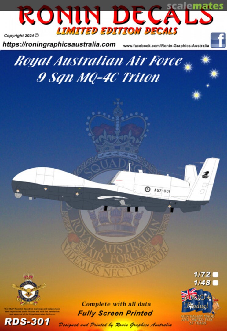 Boxart Royal Australian Air Force 9 Sqn RQ-4C Triton RDS-301 Ronin Decals Boxart Royal Australian Air Force 9 Sqn RQ-4C Triton RDS-301 Ronin Decals