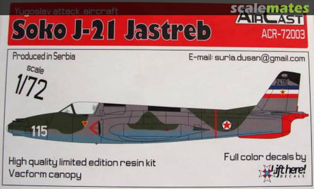 Boxart Soko J-21 Jastreb ACR-72003 Air Cast Resin Boxart Soko J-21 Jastreb ACR-72003 Air Cast Resin