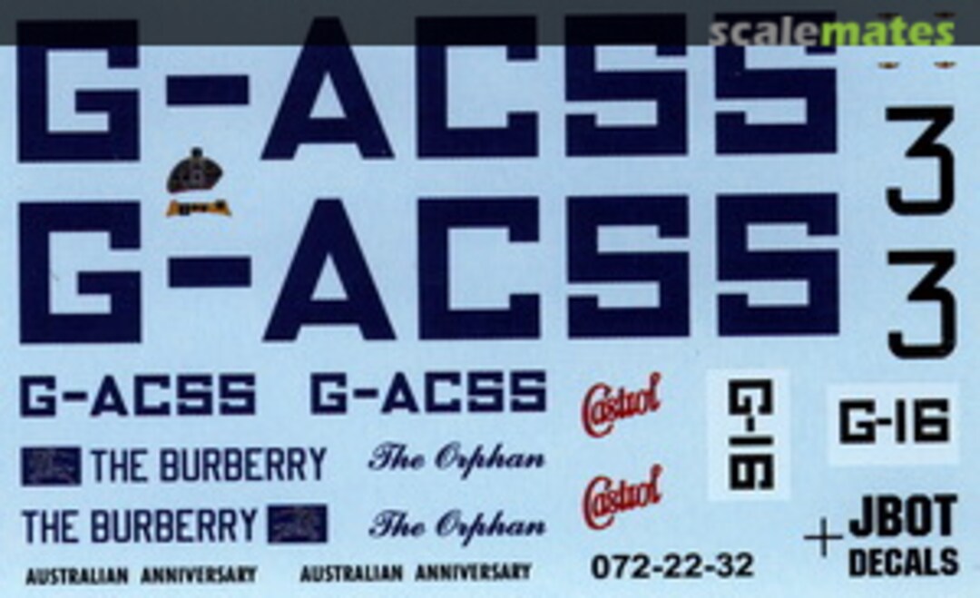 Boxart DH.88 Comet - The Burberry, The Orphan, and Australian Anniversary 072-22-32 JBOT Decals Boxart DH.88 Comet - The Burberry, The Orphan, and Australian Anniversary 072-22-32 JBOT Decals