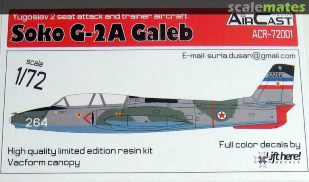 Boxart Soko G-2A Galeb ACR-72001 Air Cast Resin Boxart Soko G-2A Galeb ACR-72001 Air Cast Resin