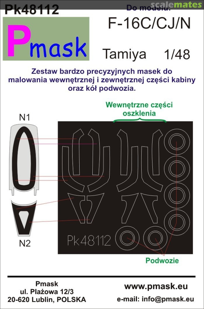 Boxart Maski do kabin F-16C/CJ/N for Tamiya PK48112 Pmask