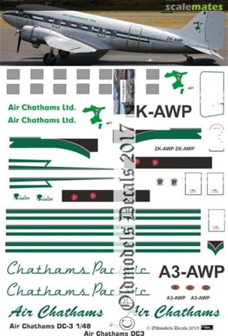 Boxart Air Chathams DC-3 OMD0841B Oldmodels Decals Boxart Air Chathams DC-3 OMD0841B Oldmodels Decals