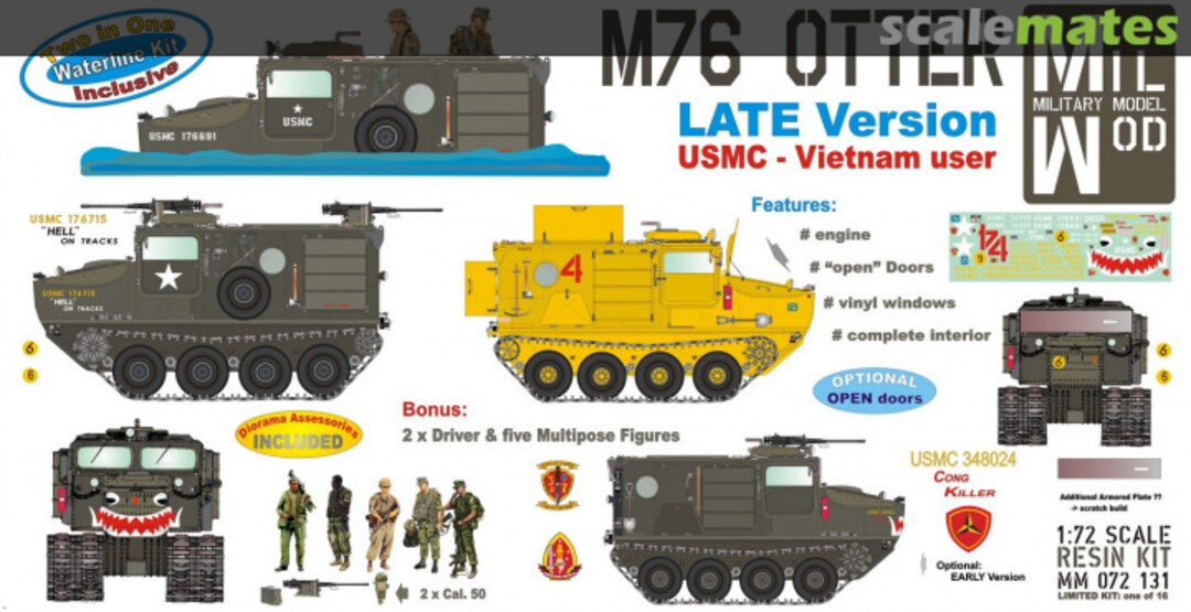 Boxart M76 Otter - PLUS Second Waterline - Late Type USMC Vietnam MM 072 131 Mil Mod