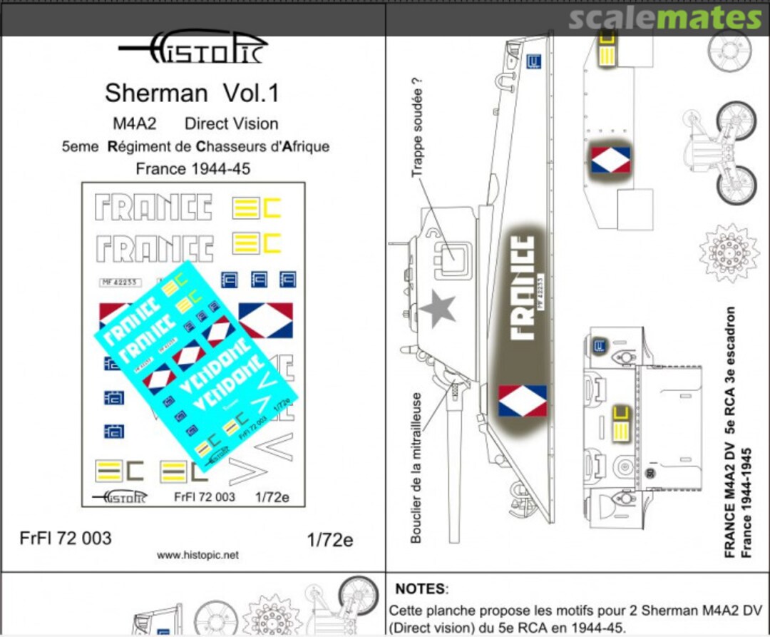 Boxart M4A2 Sherman direct vision vol 1 5e RCA France 1944-45 FrFl 72003 HISTOPIC Boxart M4A2 Sherman direct vision vol 1 5e RCA France 1944-45 FrFl 72003 HISTOPIC