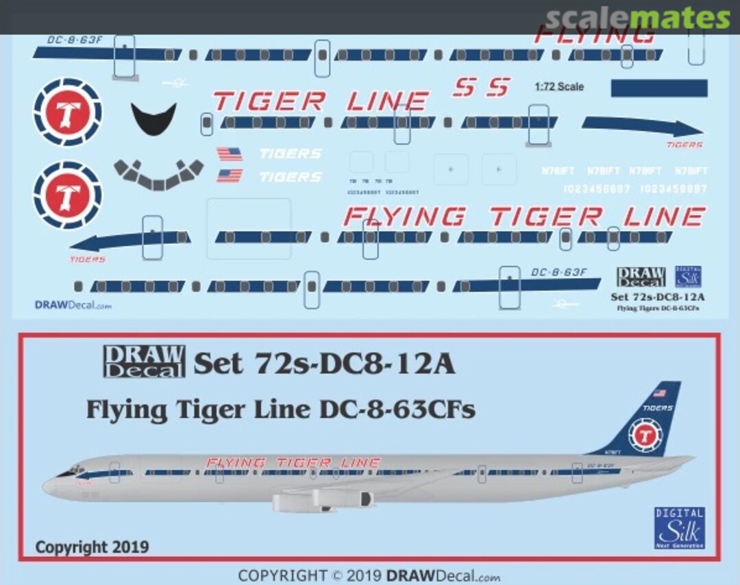 Boxart Flying Tiger Line DC-8-63CFs 72-DC8-12A Draw Decal