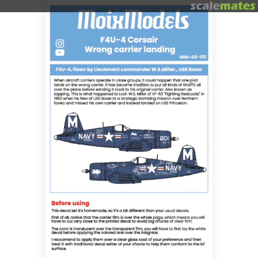 Boxart F4U-4 MM-48-101 Moixmodels