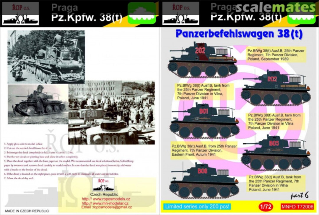 Boxart PRAGA PZ.KPFW. 38(T) - PANZERBEFEHLSWAGEN 38(T) MNFDT72006 ROP o.s. Boxart PRAGA PZ.KPFW. 38(T) - PANZERBEFEHLSWAGEN 38(T) MNFDT72006 ROP o.s.