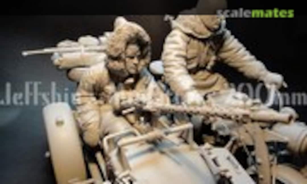 200mm WWII Waffen SS Motorcycle Zundapp KS750 Rider, 1943-44 (Part II) (Jeffshiu's Miniatures JS200017)