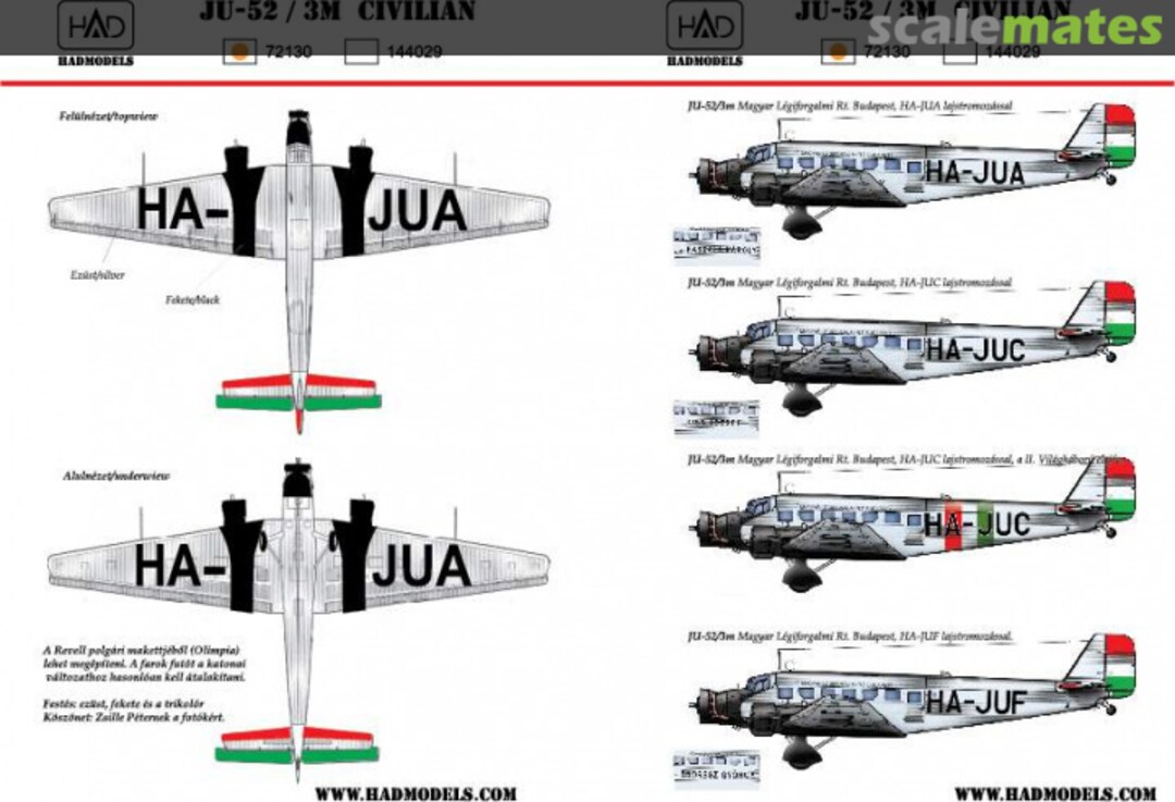 Boxart Ju-52/3M Civilian Decal Sheet 72130 HADmodels Boxart Ju-52/3M Civilian Decal Sheet 72130 HADmodels