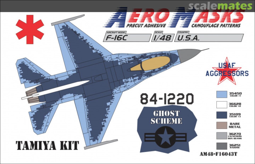 Boxart F-16C USA USAF Aggressors Ghost scheme AM48-F1643T AeroMasks Boxart F-16C USA USAF Aggressors Ghost scheme AM48-F1643T AeroMasks