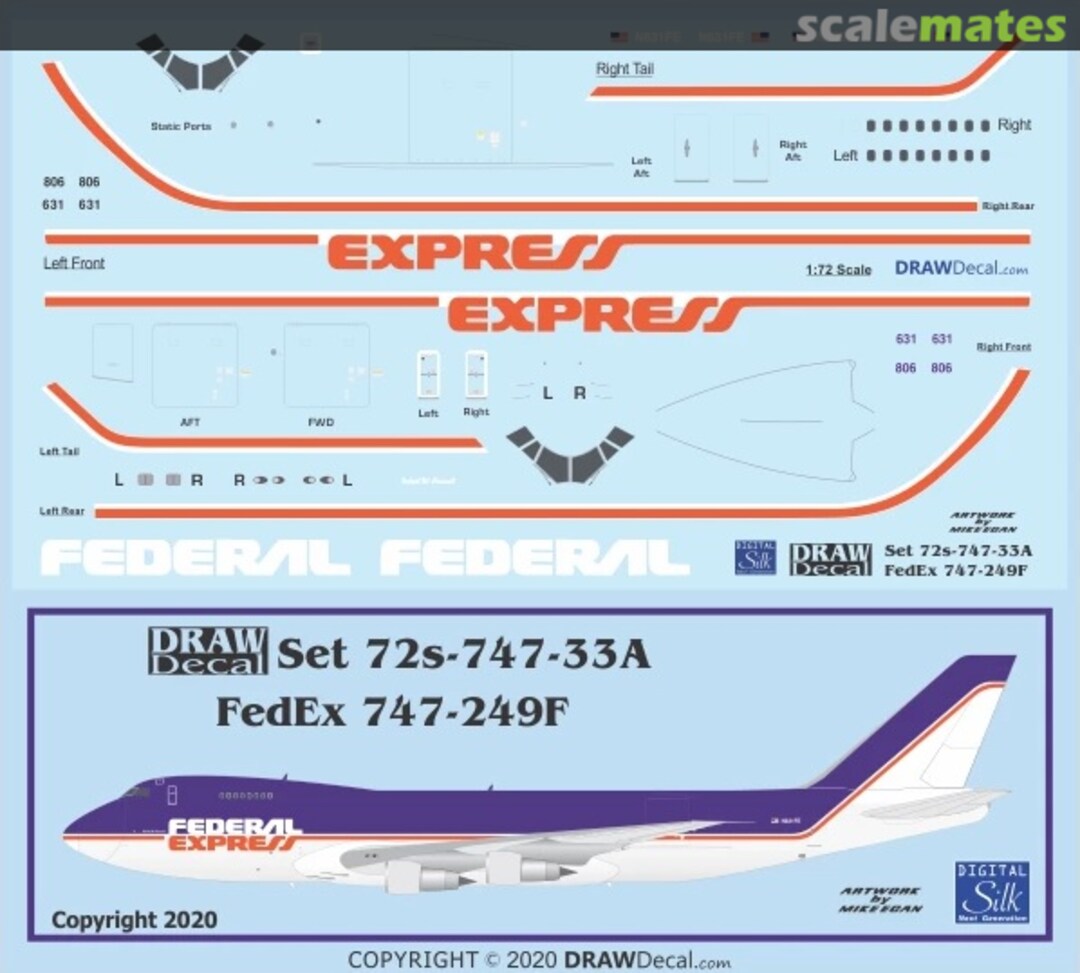 Boxart FedEx 747-249F 72-747-33A Draw Decal Boxart FedEx 747-249F 72-747-33A Draw Decal