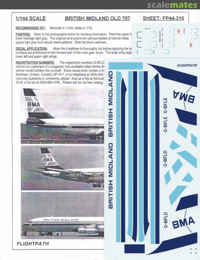 Boxart British Midland Old 707 FP44-310 Flightpath Decals Boxart British Midland Old 707 FP44-310 Flightpath Decals